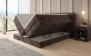 Boxspringbed Liana met opklapbare opbergruimte in Ribstof