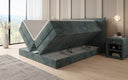 Boxspringbed Liana met opklapbare opbergruimte in Ribstof