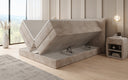 Boxspringbed Liana met opklapbare opbergruimte in Ribstof