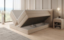 Boxspringbett Liana mit hochklappbarem Stauraum in Teddy Bouclé