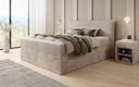 Boxspringbed Liana met opklapbare opbergruimte in Ribstof