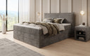 Boxspringbed Liana met opklapbare opbergruimte in Ribstof