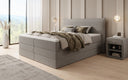 Boxspringbett Liana mit hochklappbarem Stauraum in Teddy Bouclé