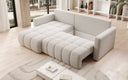Canapé d’angle design Beatrice avec fonction couchage et fonction rabattable en Bouclé
