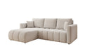 Canapé d’angle design Beatrice avec fonction couchage et fonction rabattable en Bouclé