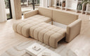 Canapé d’angle design Beatrice avec fonction couchage et fonction rabattable en Bouclé