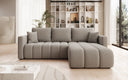 Canapé d’angle design Beatrice avec fonction couchage et fonction rabattable en Bouclé