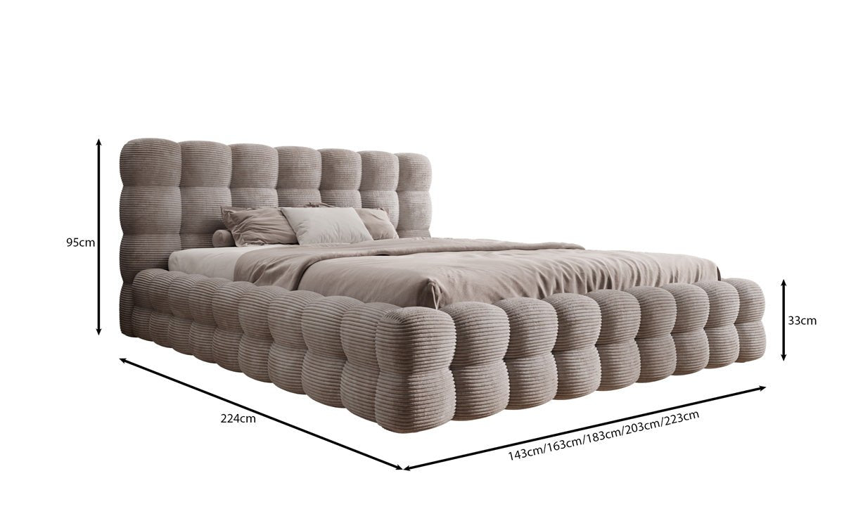 Designerslaapbank Calimo in ribstof met opbergruimte
