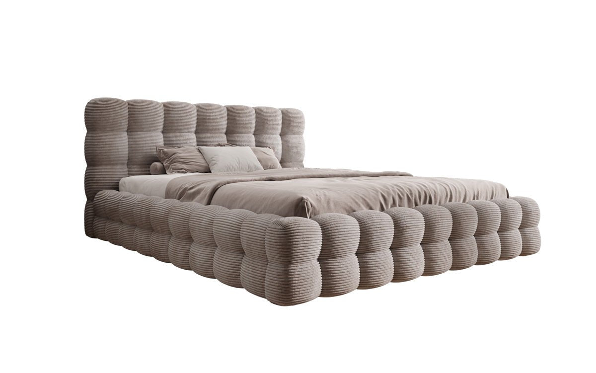 Designerslaapbank Calimo in ribstof met opbergruimte