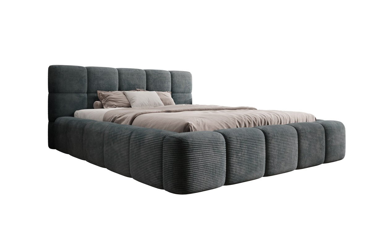 Designer Polsterbett Nox in Cord mit Stauraum