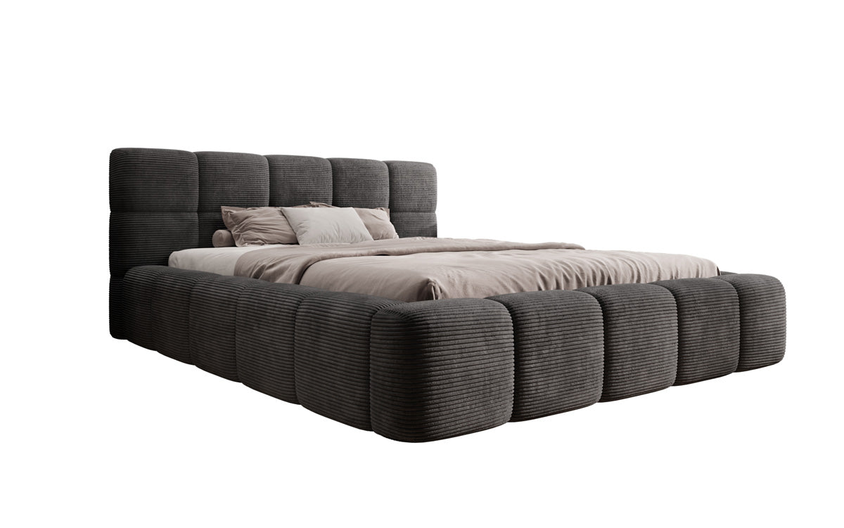 Designer Polsterbett Nox in Cord mit Stauraum