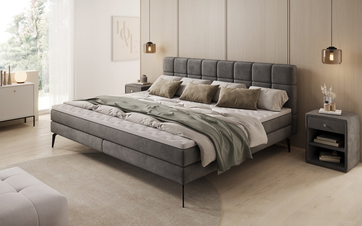 Lit boxspring familial Savona – 220/240x200 en velours