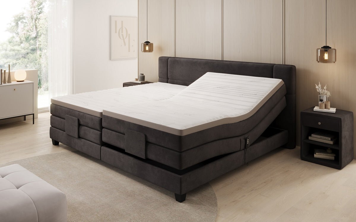 Familien Boxspringbett Noela 220/240x200 elektrisch verstellbar in Samt