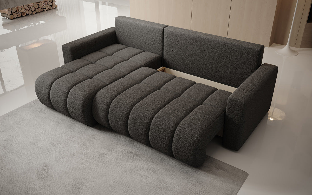 Designer Sofa Giulio L mit Schlaf- und Klappfunktion in Bouclé