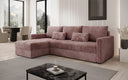 Designer Ecksofa Roma in Cord mit Schlaf- und Klappfunktion