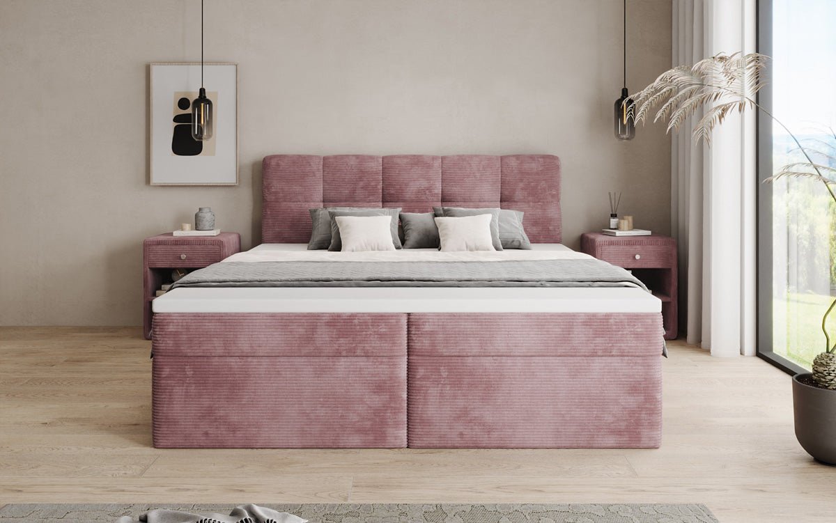 Boxspringbett Cozy II in Cord mit Stauraum