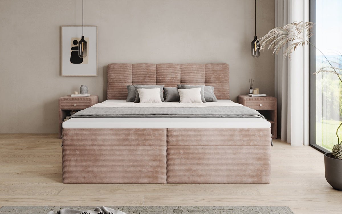 Boxspringbett Cozy II in Cord mit Stauraum