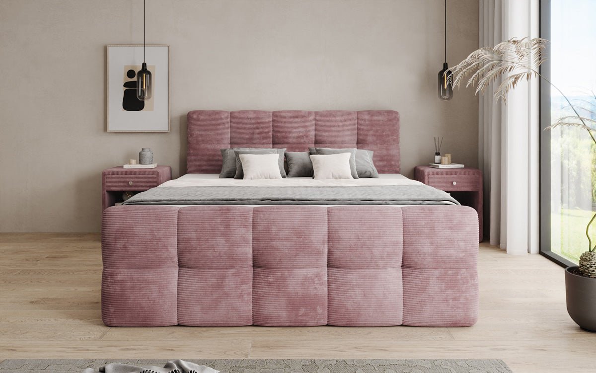 Boxspringbett Cozy in Cord mit Stauraum