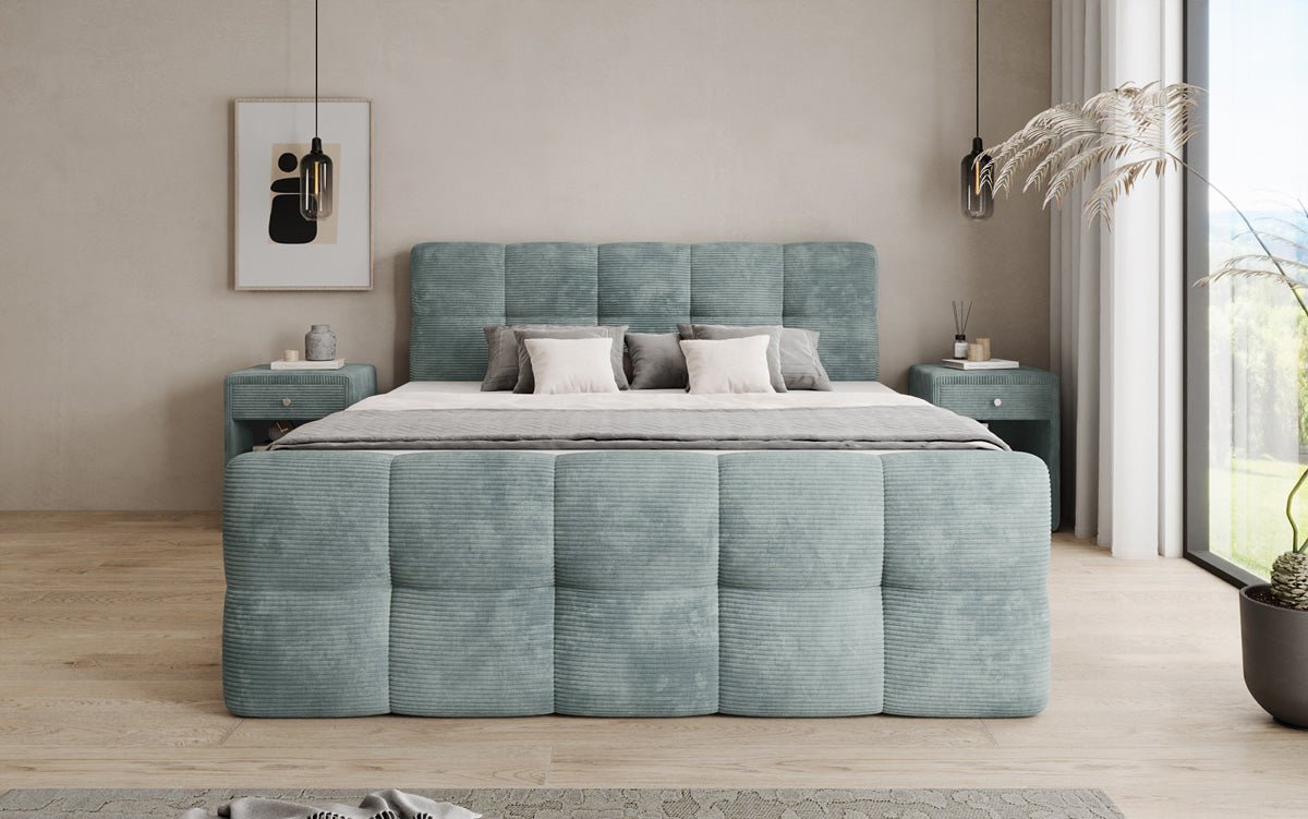 Boxspringbett Cozy in Cord mit Stauraum