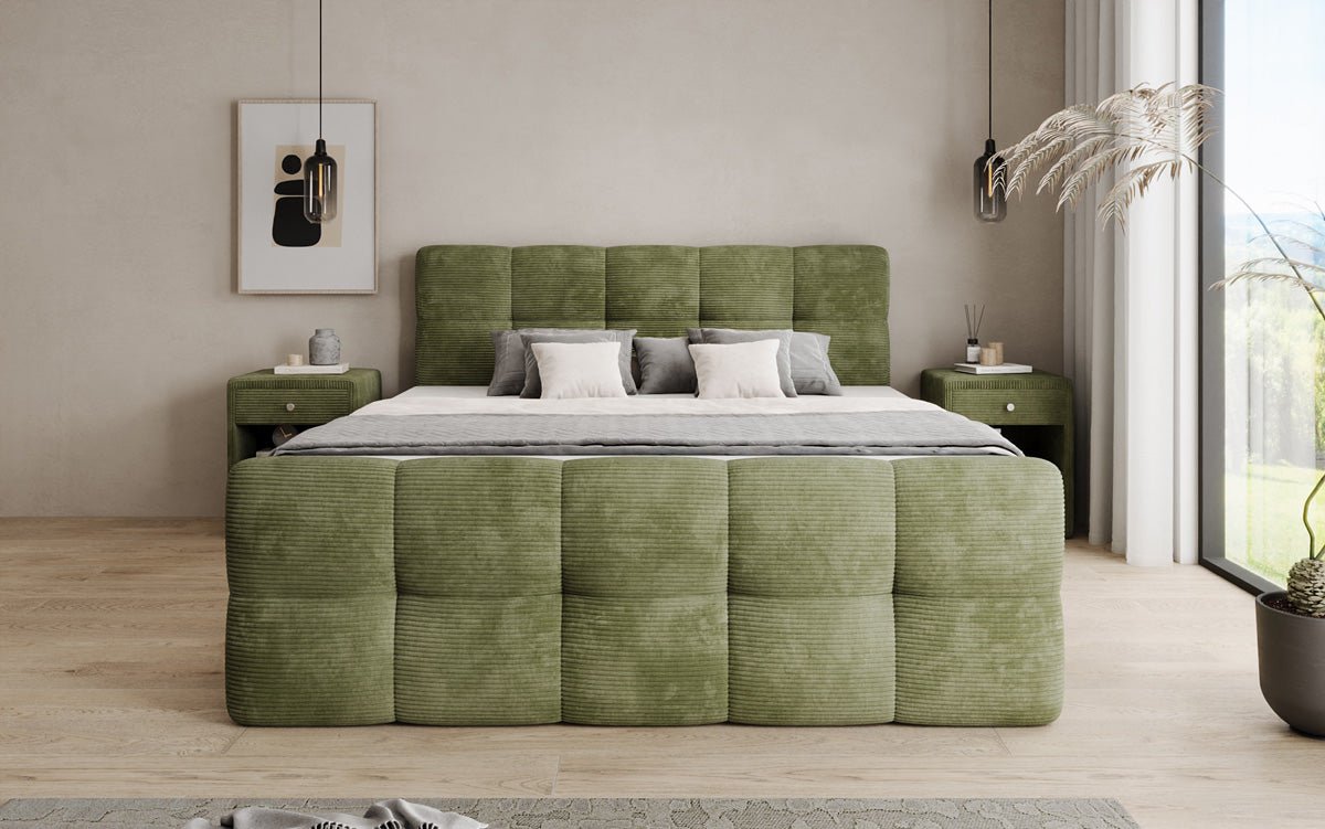 Boxspringbett Cozy in Cord mit Stauraum