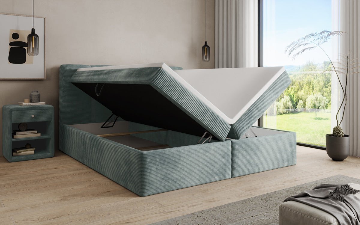 Boxspringbett Cozy II in Cord mit Stauraum