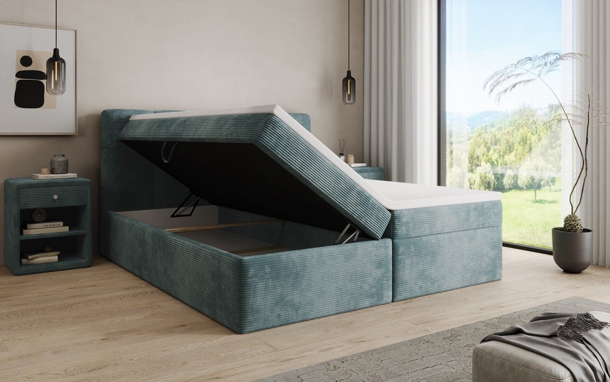 Boxspringbett Cozy II in Cord mit Stauraum