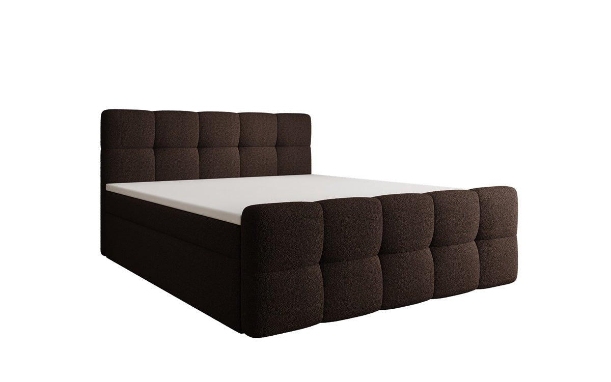 Boxspringbed Cozy in Teddystof Bouclé met opbergruimte