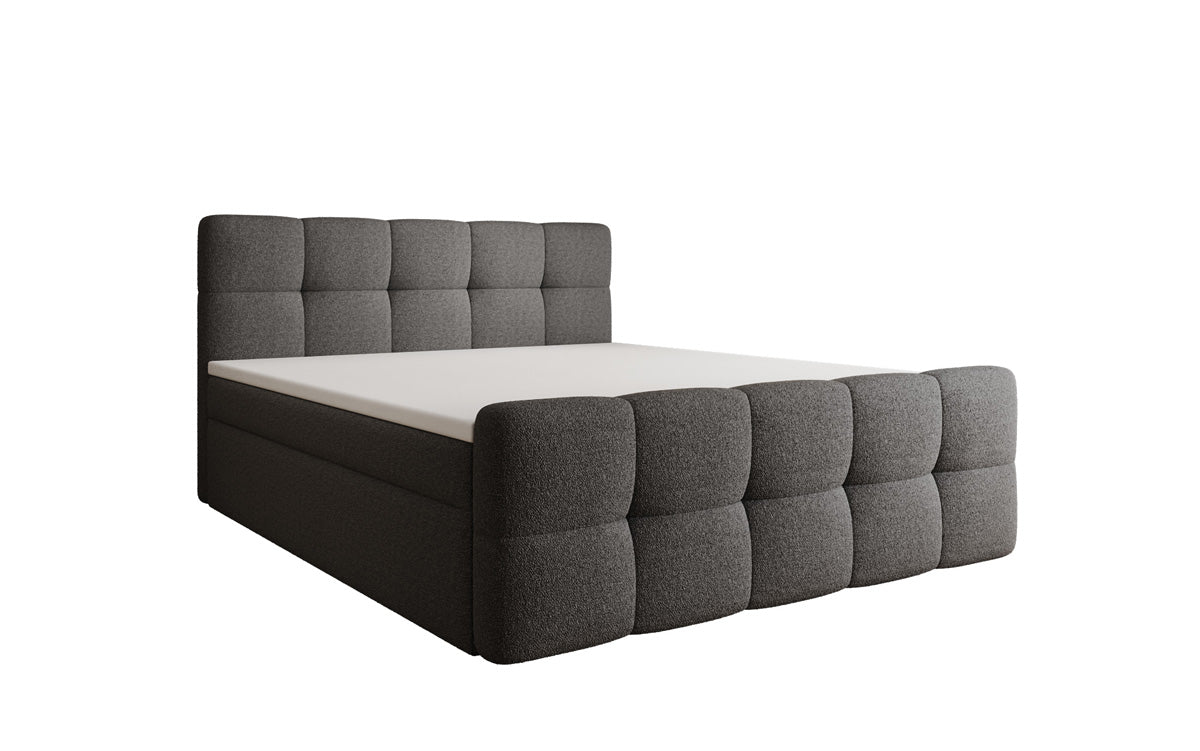 Boxspringbed Cozy in Teddystof Bouclé met opbergruimte