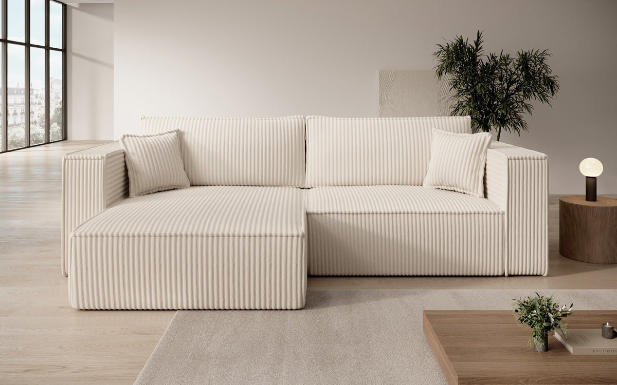 Designer Sofa Paris in breitem Cord mit Schlaf- und Klappfunktion