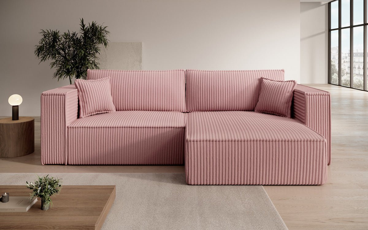 Designersofa Parijs in brede ribstof met slaap- en klapfunctie