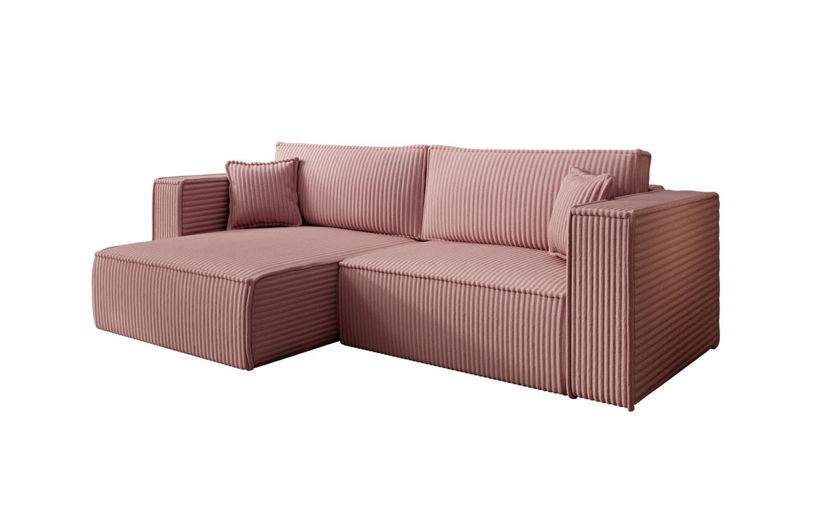 Designersofa Parijs in brede ribstof met slaap- en klapfunctie