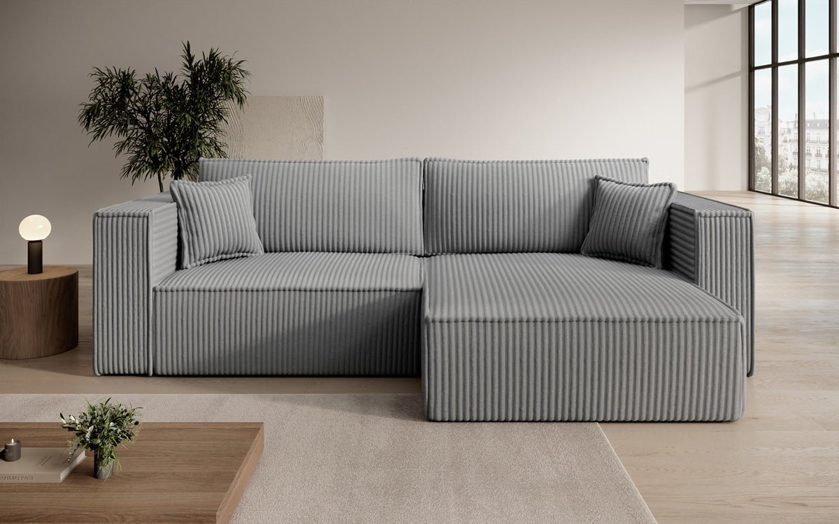Designersofa Parijs in brede ribstof met slaap- en klapfunctie