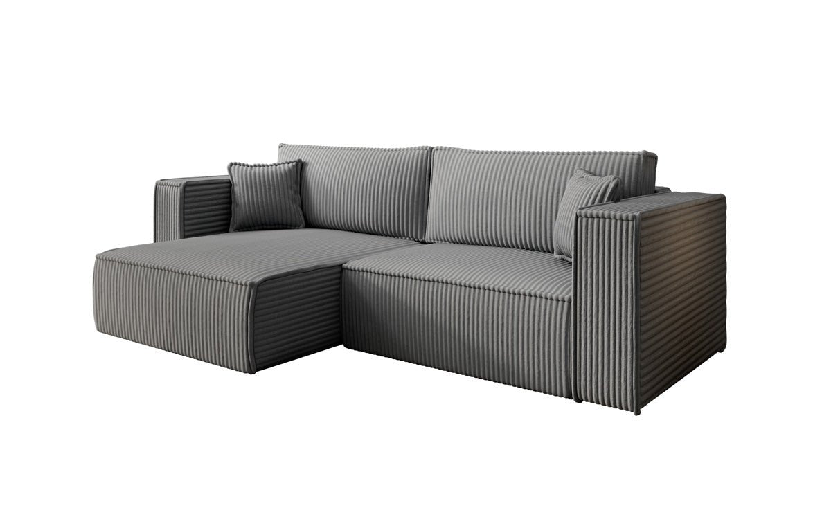 Designersofa Parijs in brede ribstof met slaap- en klapfunctie