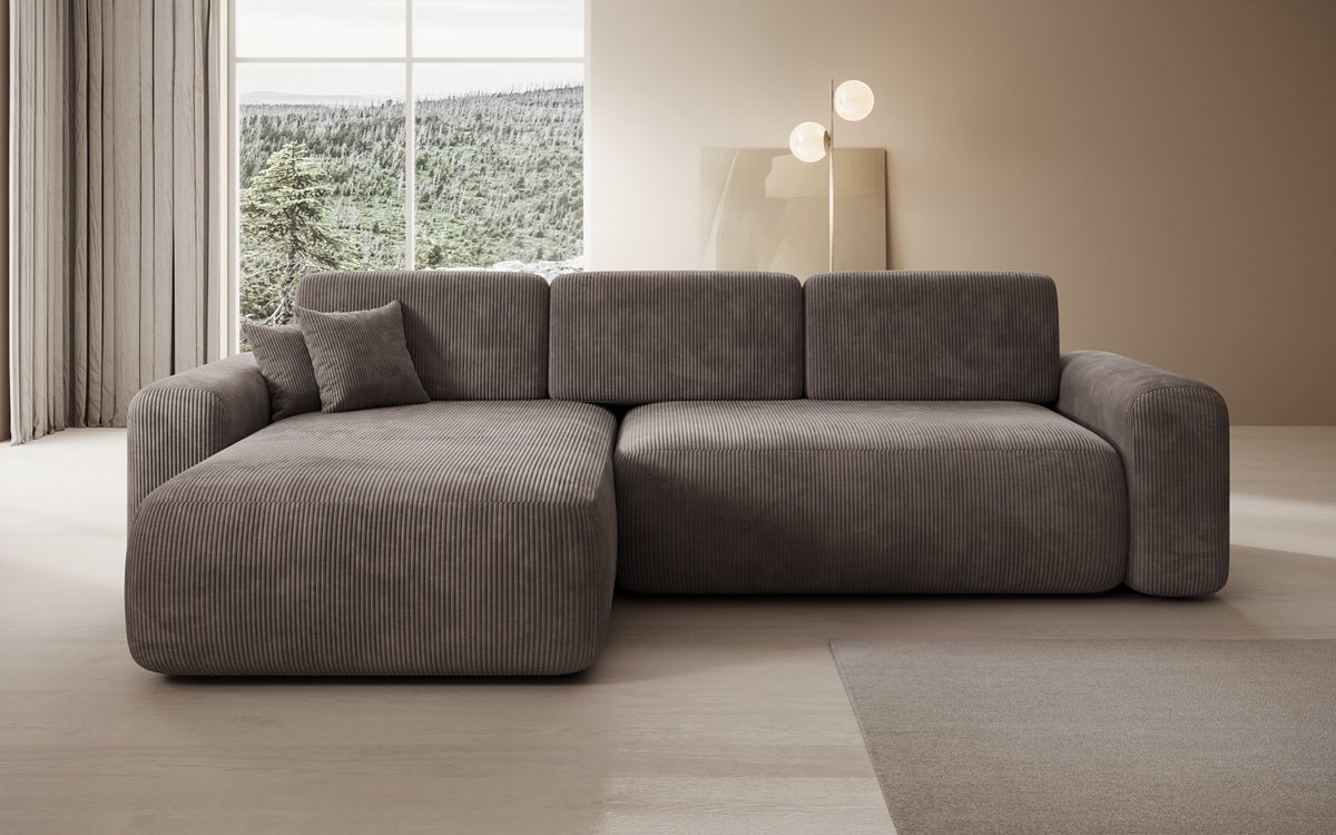 Canapé design Lola avec fonction couchage et fonction pliante en Côtelé