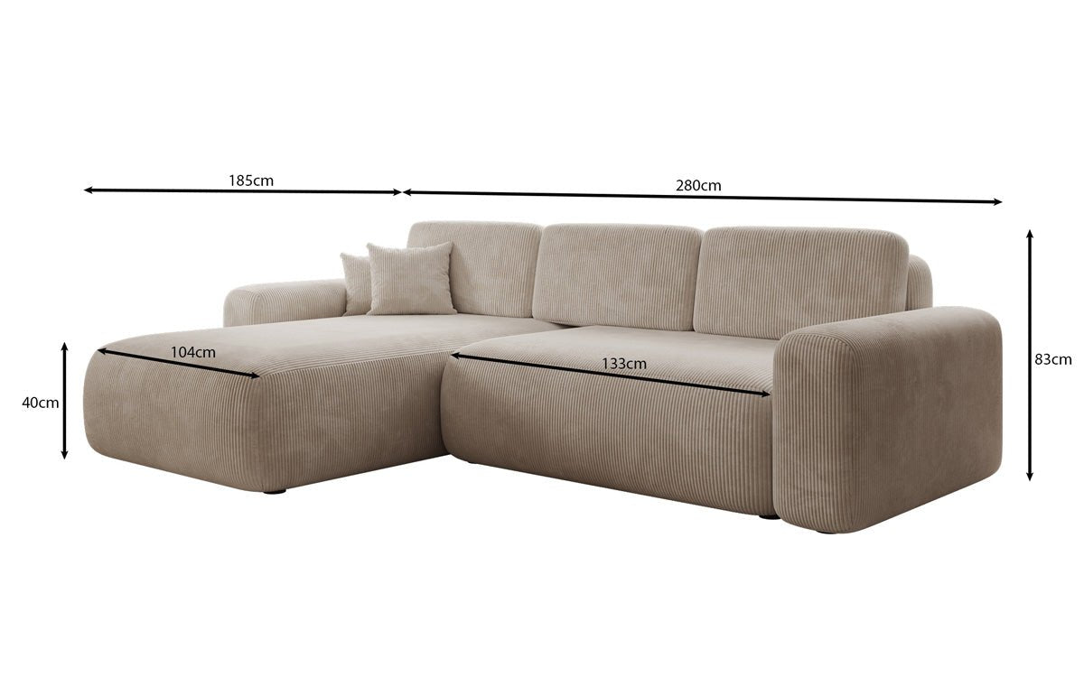 Canapé design Lola avec fonction couchage et fonction pliante en Côtelé