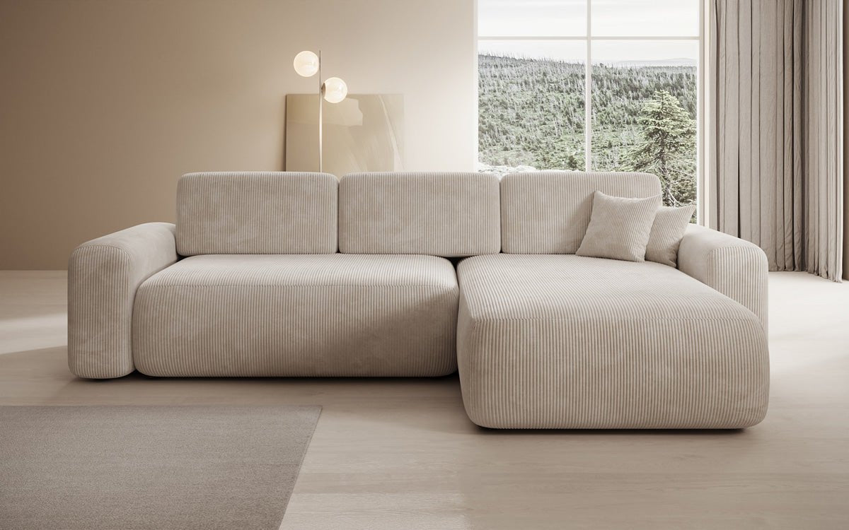 Canapé design Lola avec fonction couchage et fonction pliante en Côtelé