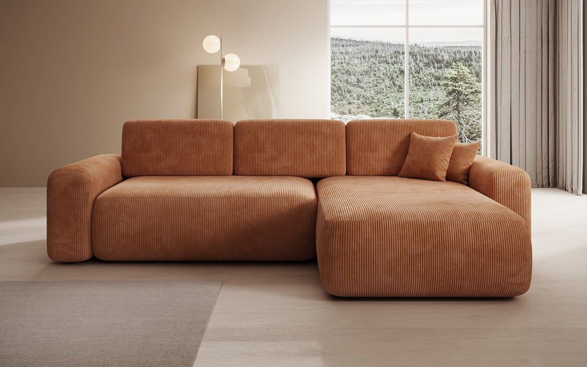 Canapé design Lola avec fonction couchage et fonction pliante en Côtelé