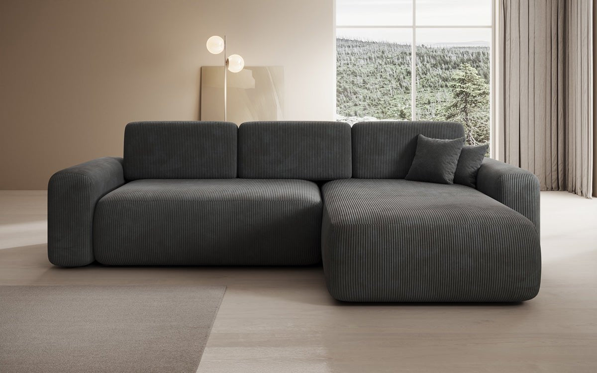 Canapé design Lola avec fonction couchage et fonction pliante en Côtelé