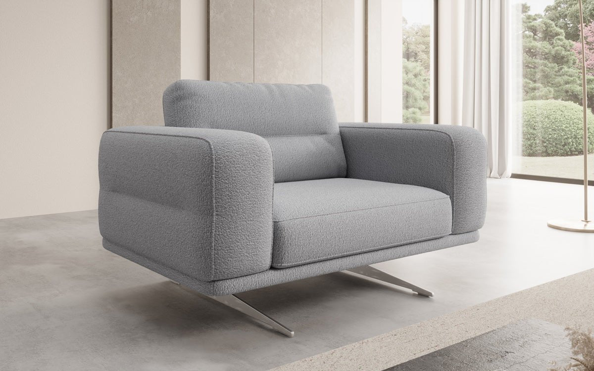 Designer Sofa-Sessel Torino mit Armlehnen in Bouclé