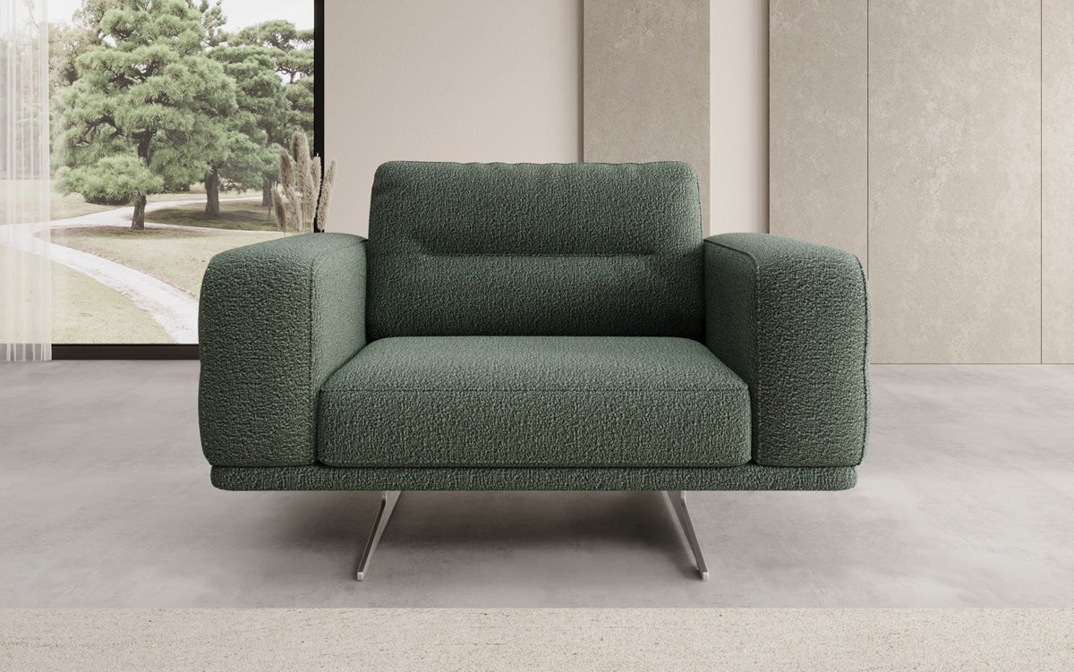 Designer Sofa-Sessel Torino mit Armlehnen in Bouclé