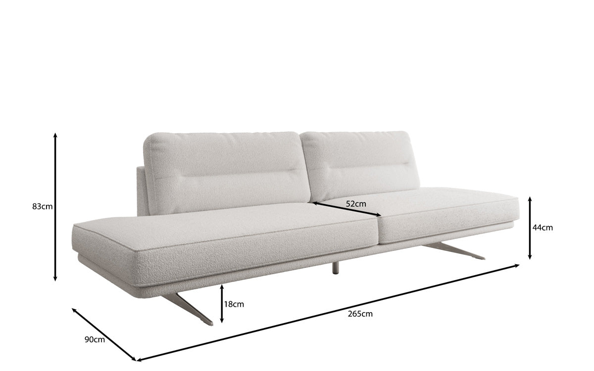 Designbank Torino 3-zits open in Bouclé