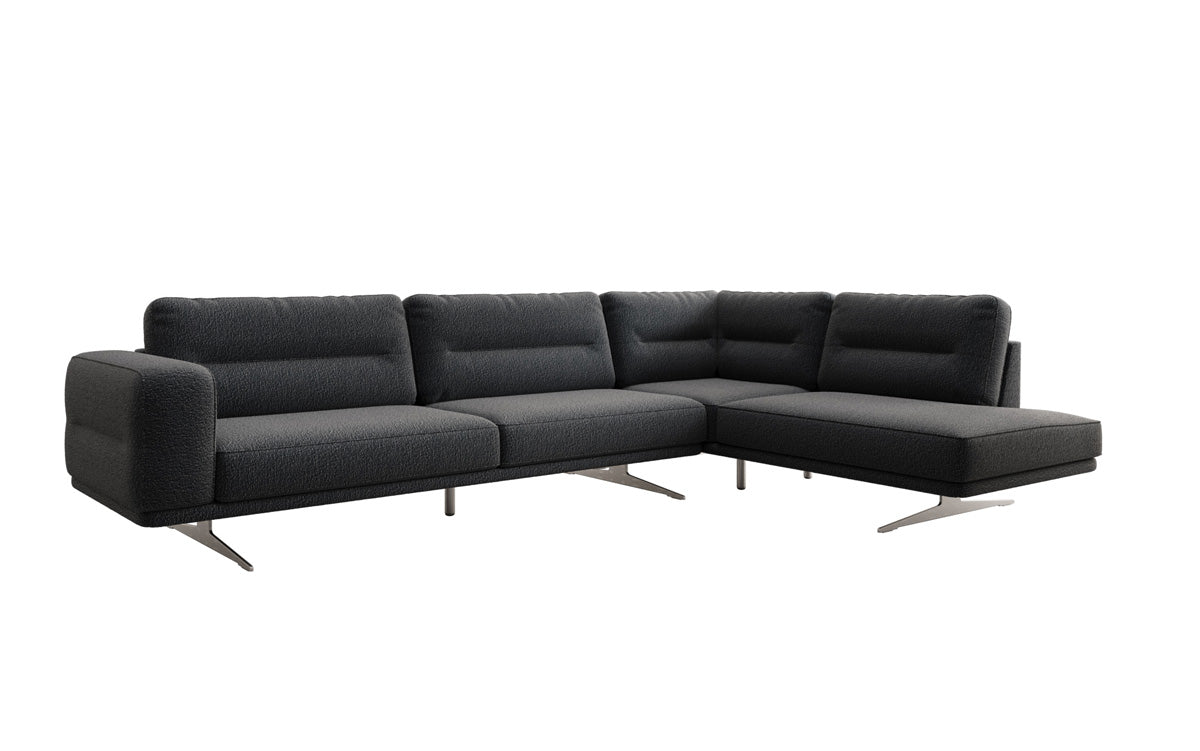 Designer L Sofa closed Torino in Bouclé