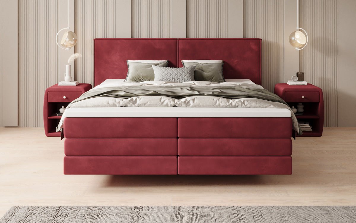 Boxspringbed Ophelia met zwevende look in Fluweel