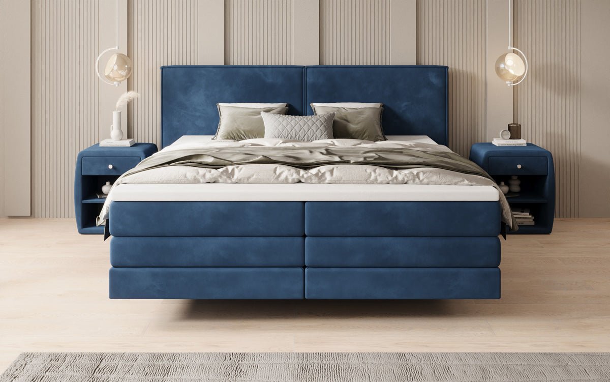 Boxspringbed Ophelia met zwevende look in Fluweel