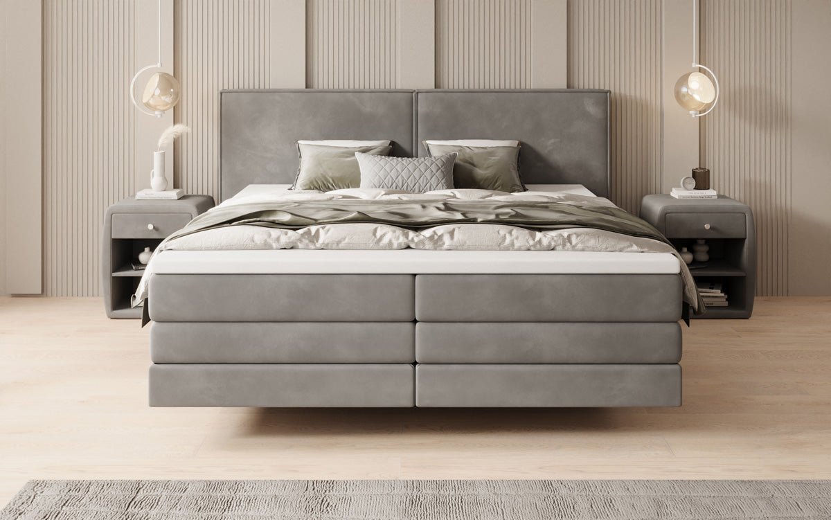 Boxspringbed Ophelia met zwevende look in Fluweel