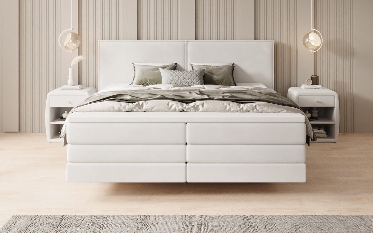 Boxspringbed Ophelia met zwevende look in Fluweel
