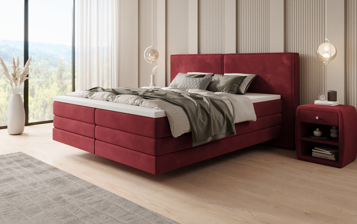 Boxspringbed Ophelia met zwevende look in Fluweel