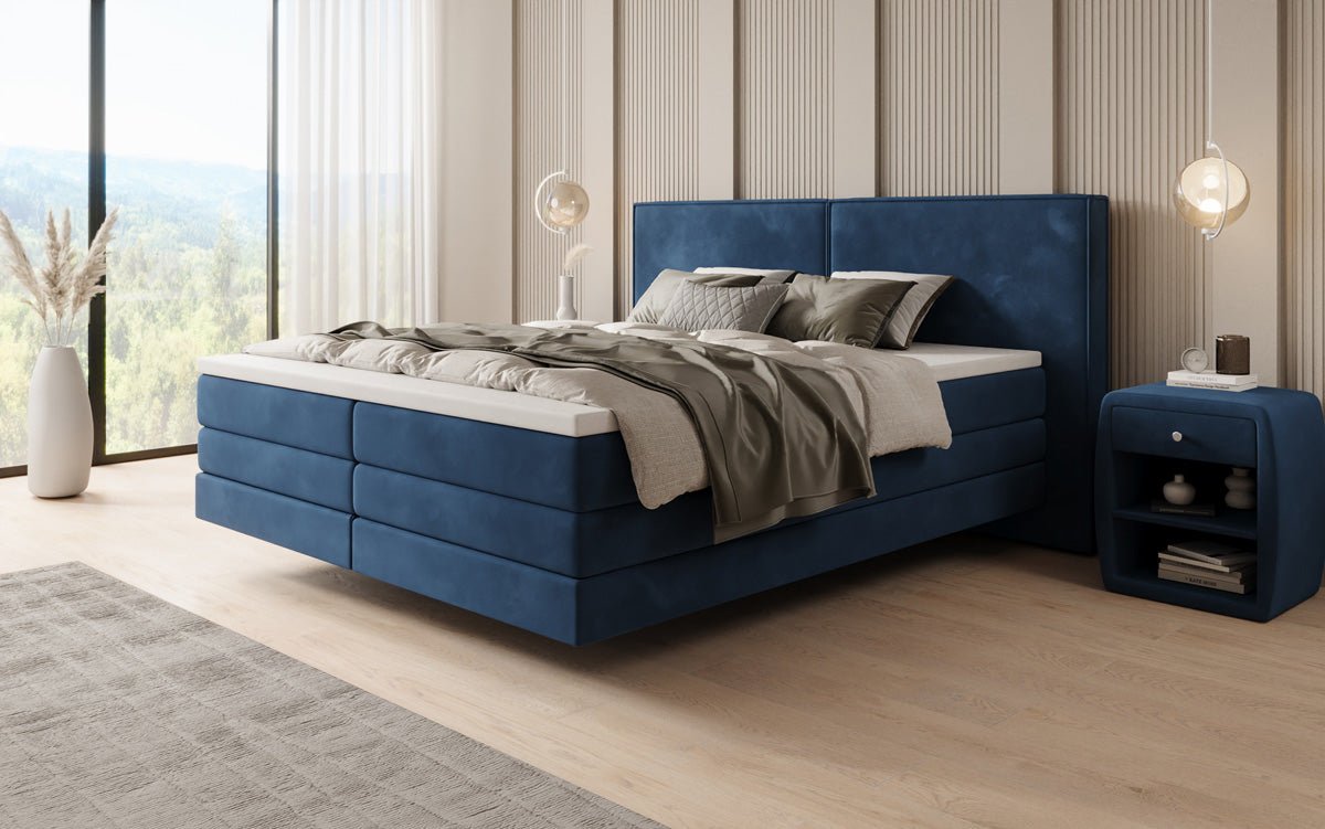 Boxspringbed Ophelia met zwevende look in Fluweel
