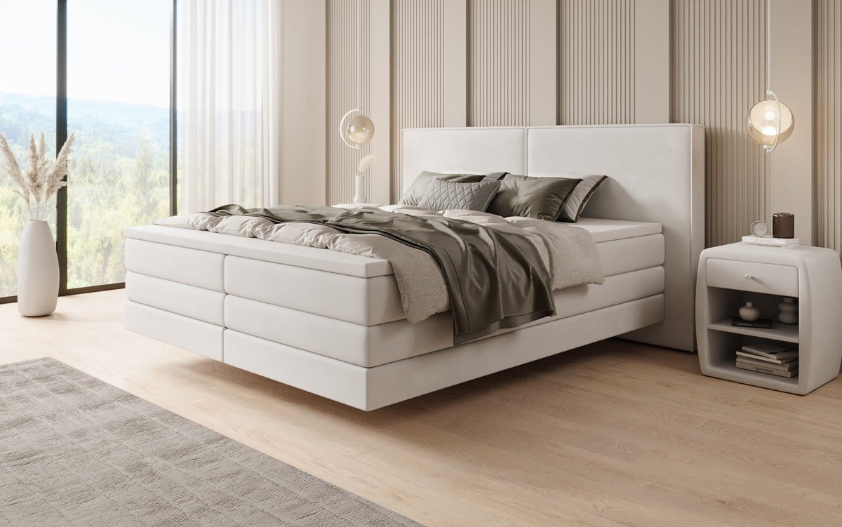 Boxspringbed Ophelia met zwevende look in Fluweel