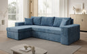 Canapé d’angle design Denver en Côtelé avec fonction couchage et rabattable